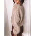 Women Hollow Out Ribbed Knit Crew Neck Casual Long Sleeve Sweaters