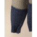 Women Contrast Color Patchwork Round Neck Long Sleeve Knitted Casual Sweater