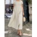 Short Sleeve Square Neck Pleat Solid Midi Dress